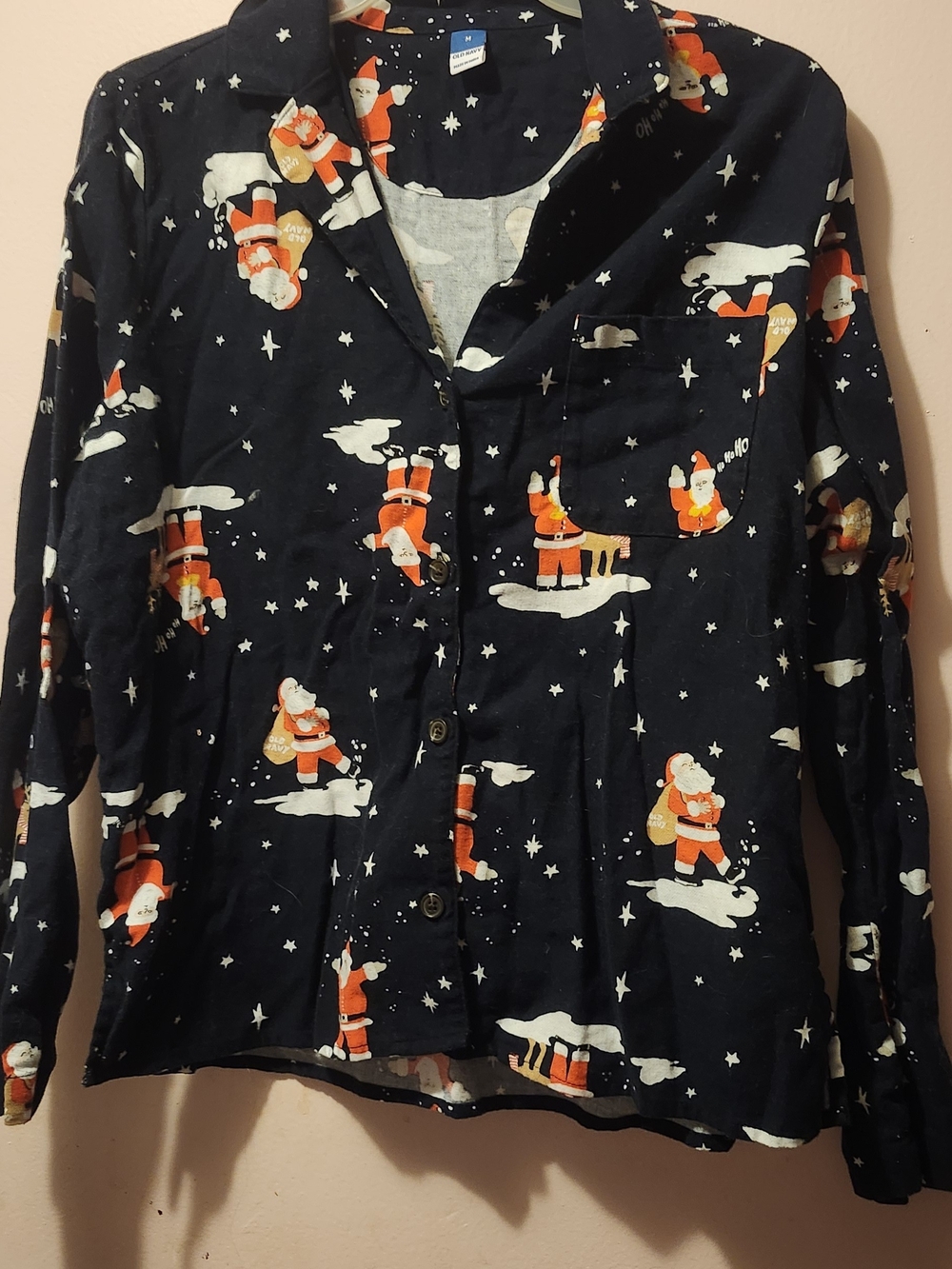 Old Navy Navy Santa Print Kids Pajama's